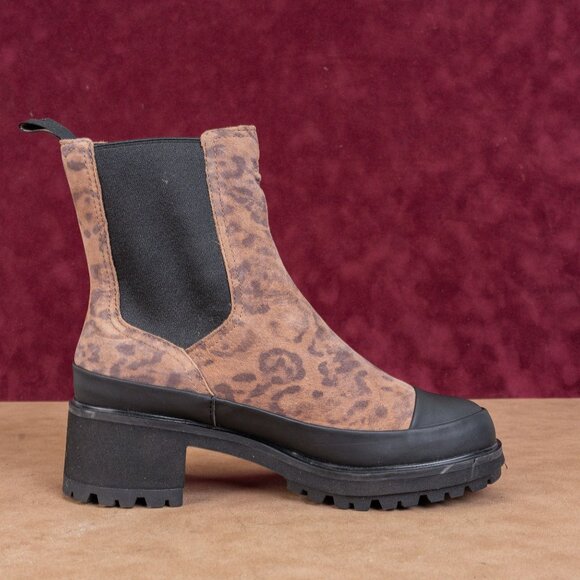 Timberland Women Kori Leopard Print Leather Block Heel Ankle Chelsea Boots sz 8 - Picture 8 of 8